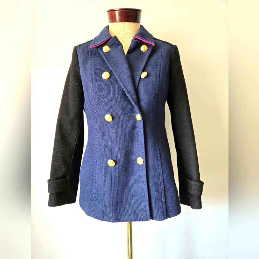 BANANA REPUBLIC Blue and Black Double-Breasted Peacoat /Blazer. Size M